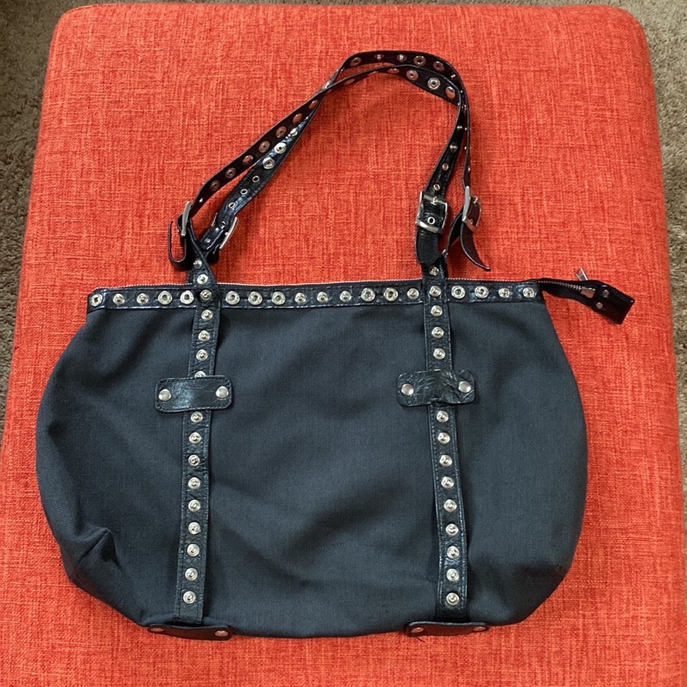 D&G Dolce & Gabbana Black Wool Studded Punk Rock Tote - Picture 2 of 11